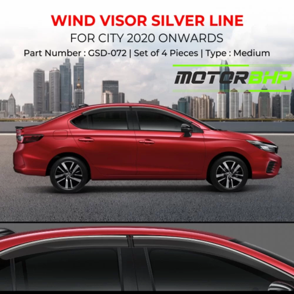 Honda City Rain Door Visor With Chrome Line 2020 Onwards